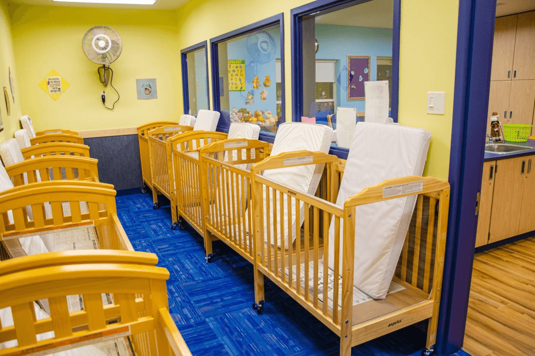 At Early Advantage, we offer a crib room for sleeping infants. 