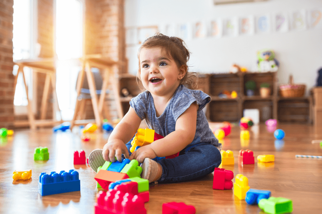 Building blocks help children develop hand-eye coordination and other fine motor skills. 
