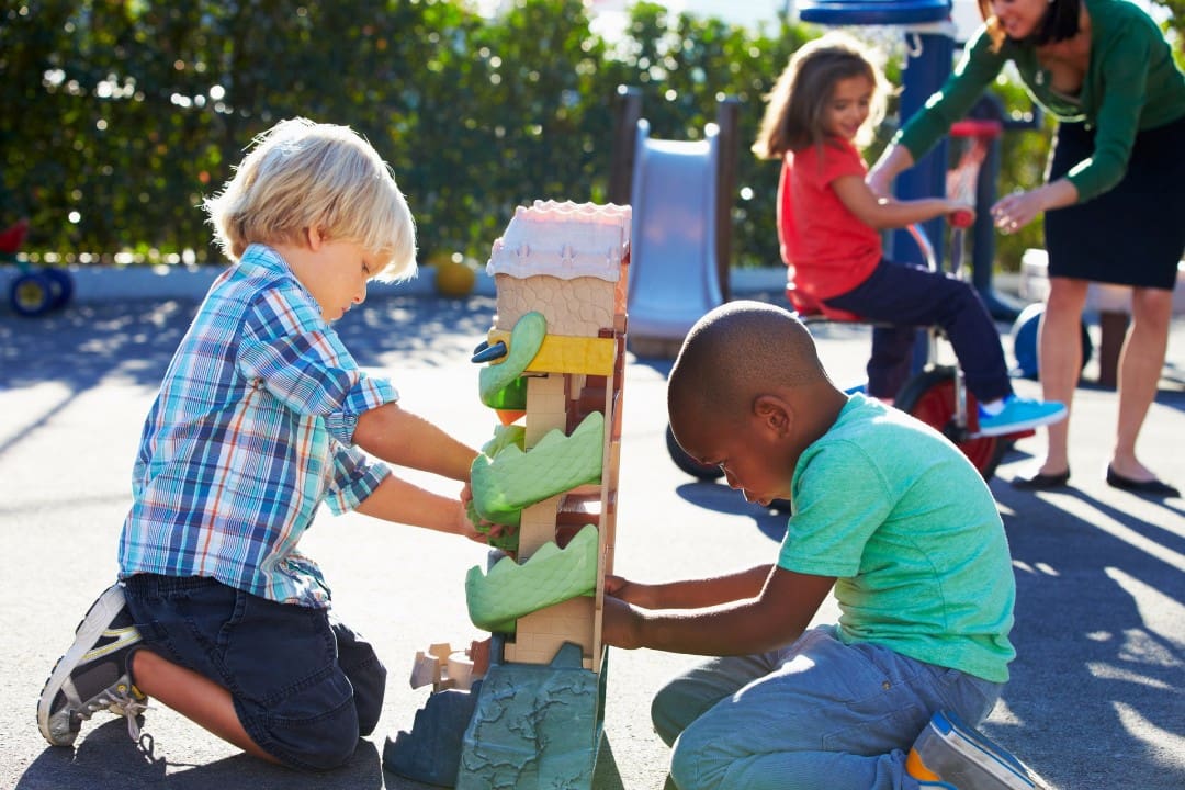 Kindergarteners on the playground.