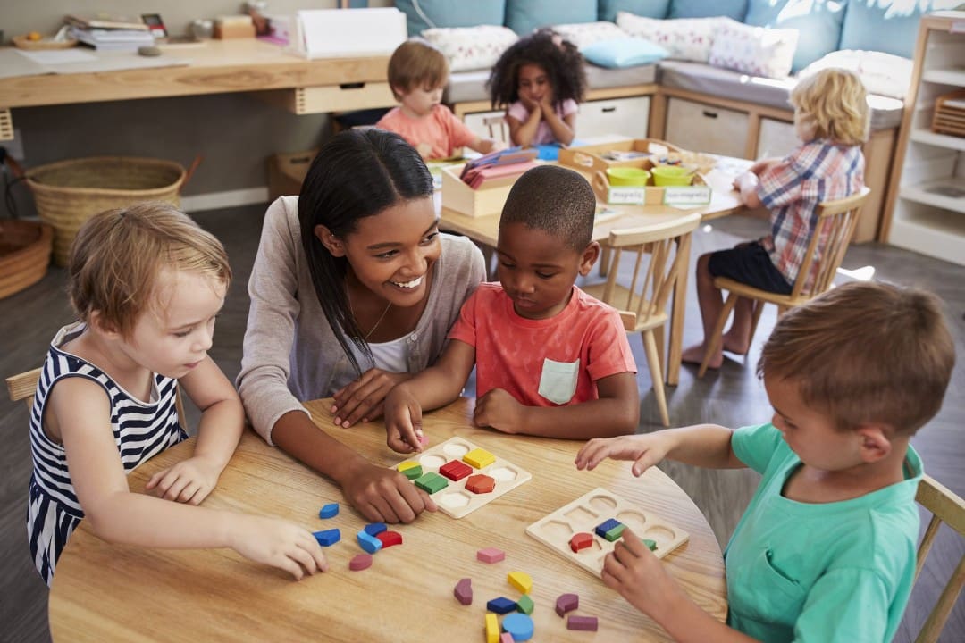 Children in an early childhood learning classroom