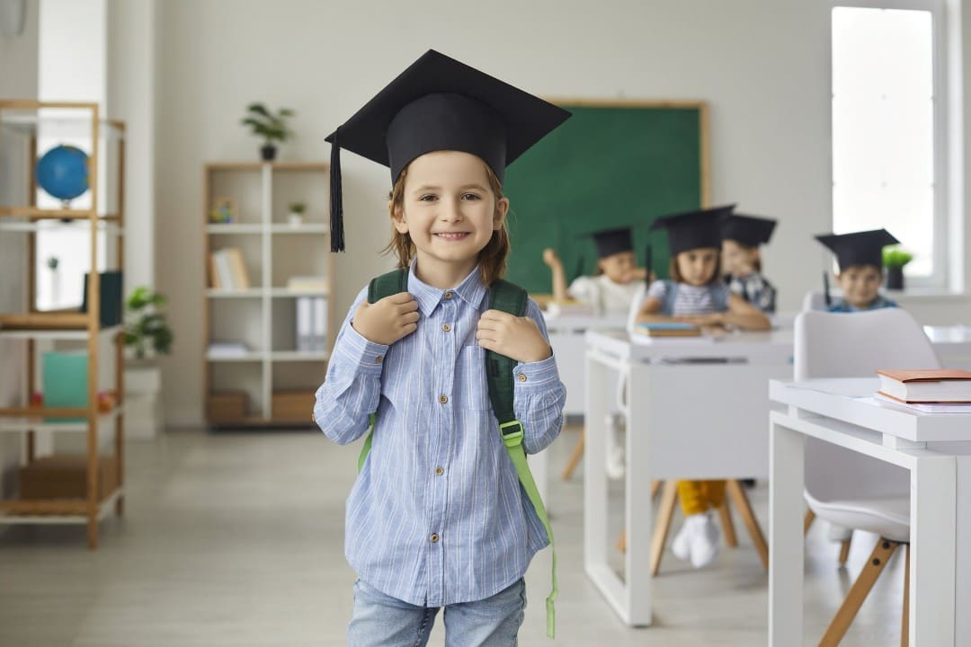 Preschool student ready for graduation and preschool